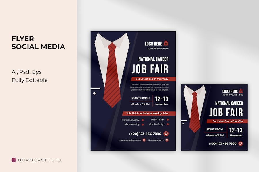 Professional Job Fair Flyer & Instagram Post