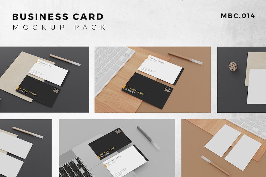 9 Perspective Business Card Mockup Pack 14