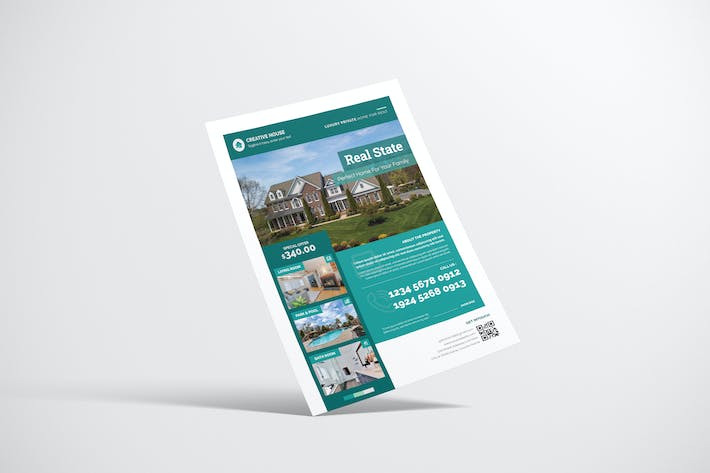Property Flyer Design with Turquoise Color