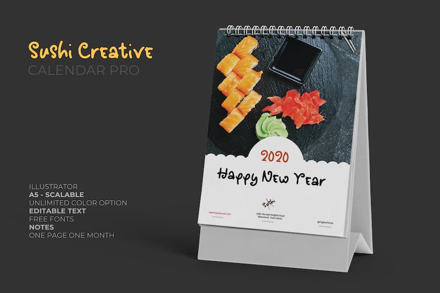 2020 Sushi Asian Resto Creative Calendar Pro