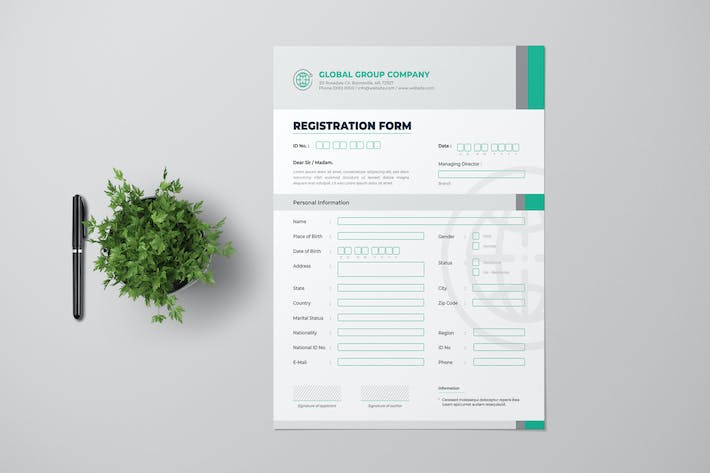 Clean Business Registration Form Template