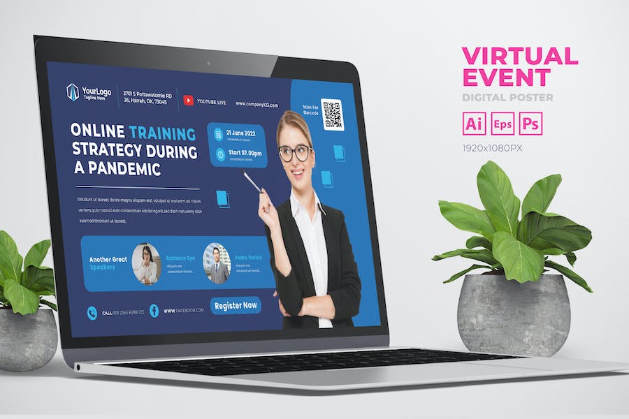 Business Virtual Event Digital Poster Flyer