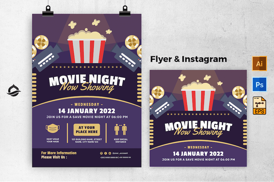 City Movie Night Flyer & Instagram Post