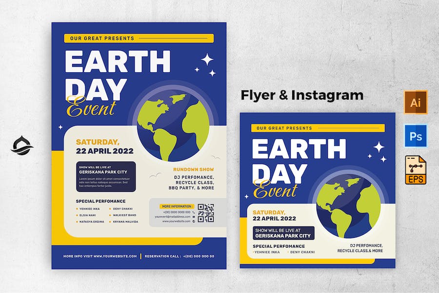 Blue Earth Day Event Flyer & Instagram Post