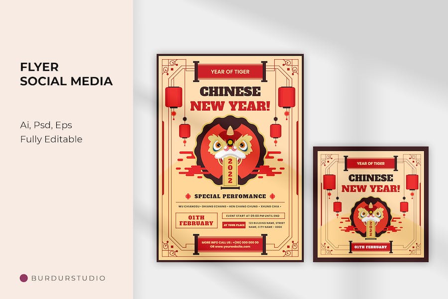 Lion Dance Chinese New Year Flyer & Instagram
