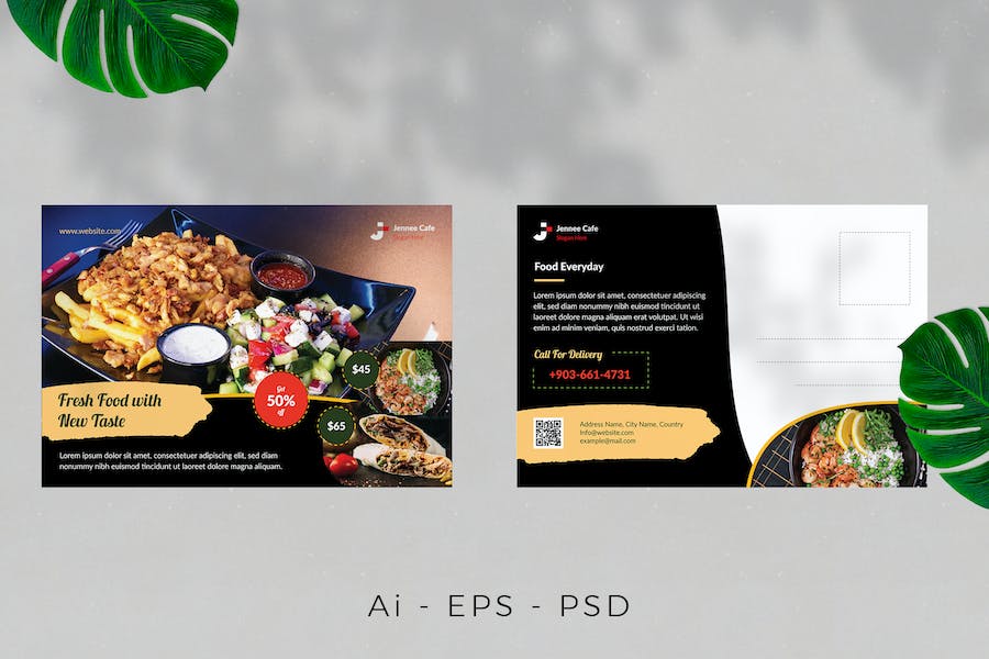 Food Restaurant Postcard Design