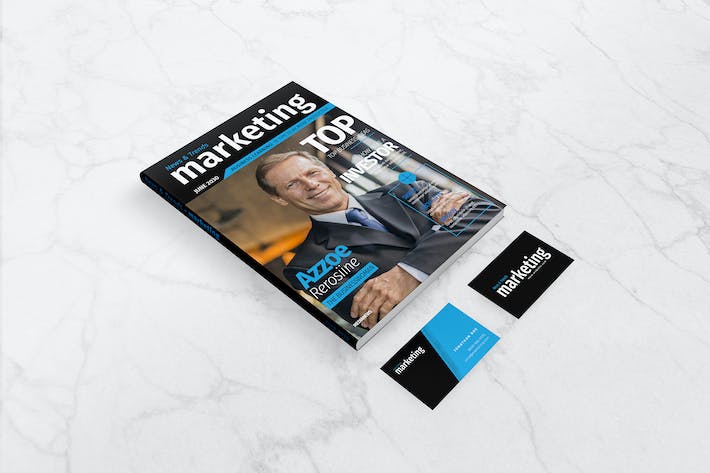 Mockup – A4 Magazine and Business Card