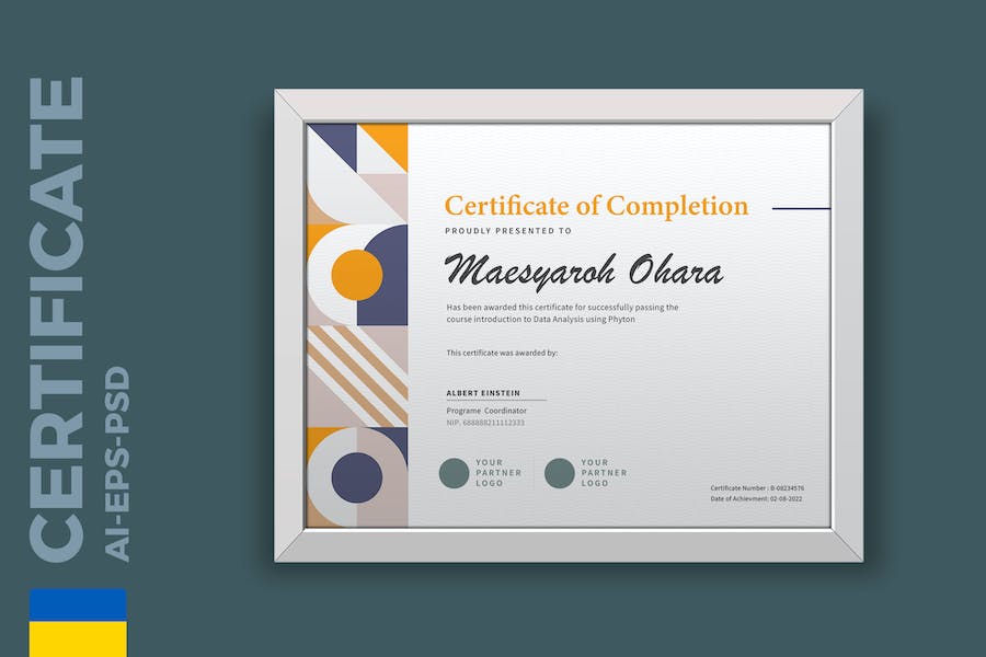 Modern Geometri Certificate / Diploma Template