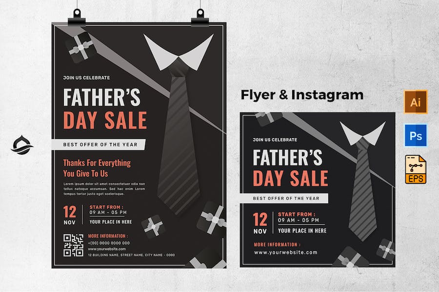 Black Father Day Template Flyer & Instagram Post