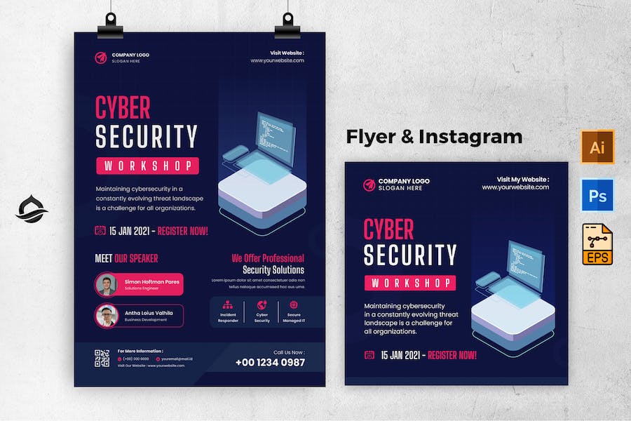Cyber Security Seminar Flyer & Instagram Post