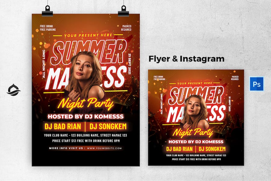 Summer Madness Party Flyer & Instagram Post