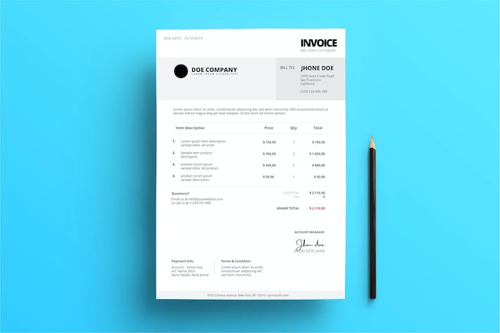 Business Invoice Black and Grey