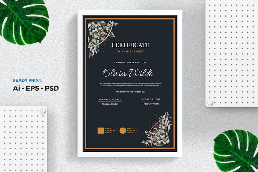 Floral vintage Certificate / Diploma Template