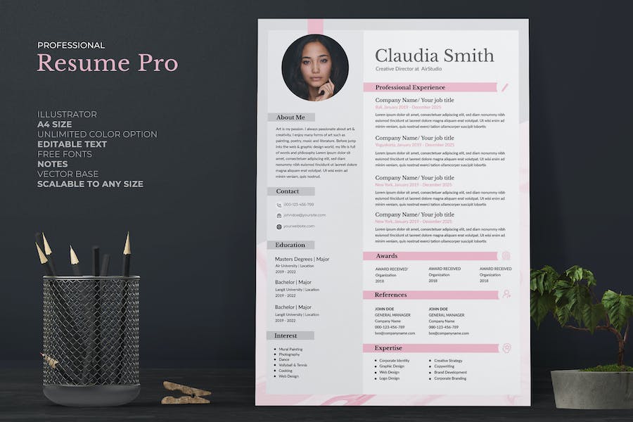 Clean Female CV / Resume Pro