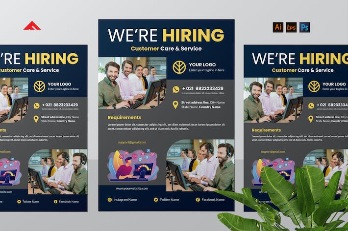 Customer Service Job Hiring Flyer Advertisement