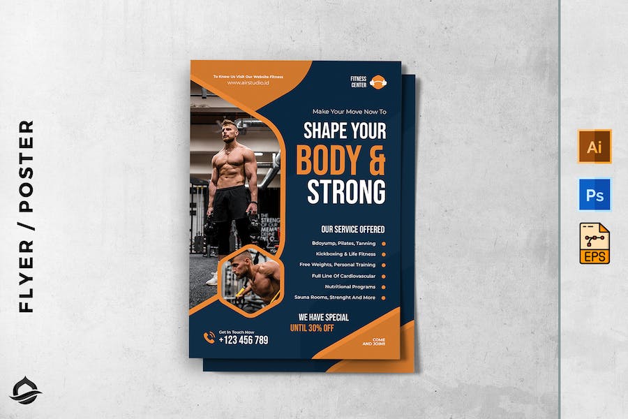 Gym and workout training center flyer