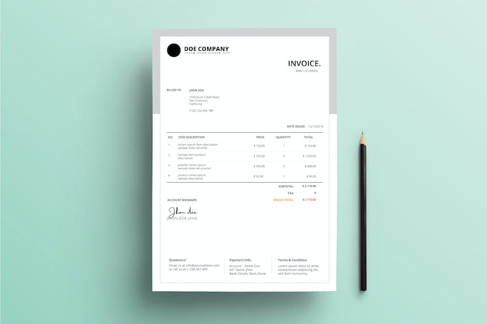 Invoice Business With Grey Background