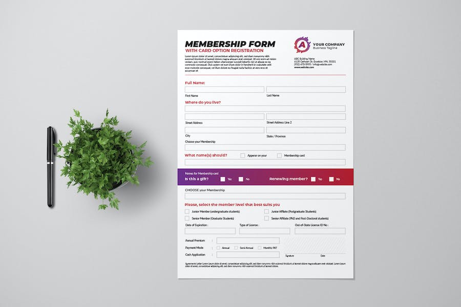 Clean Registration Form with Red Accent