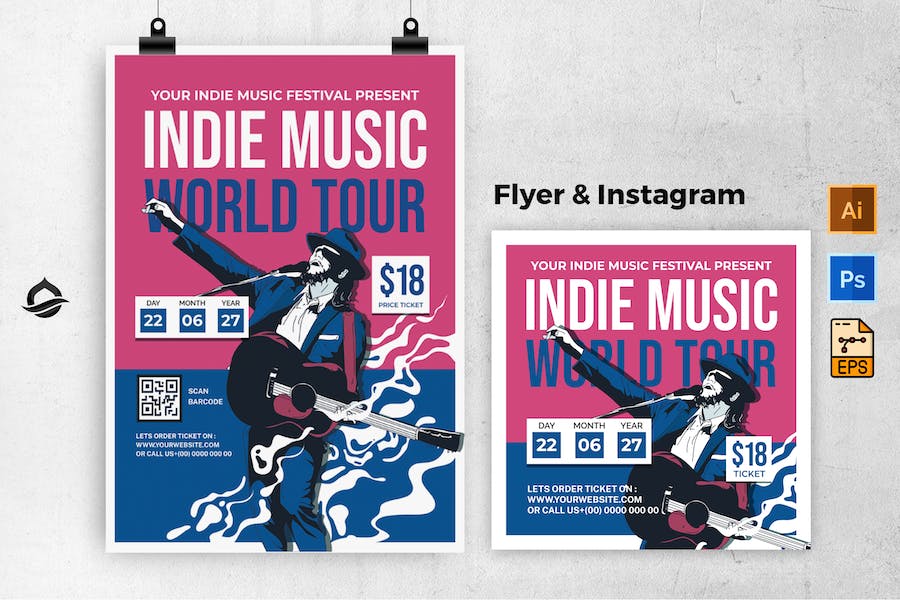 Indie Music Tour Festival Flyer & Instagram Post