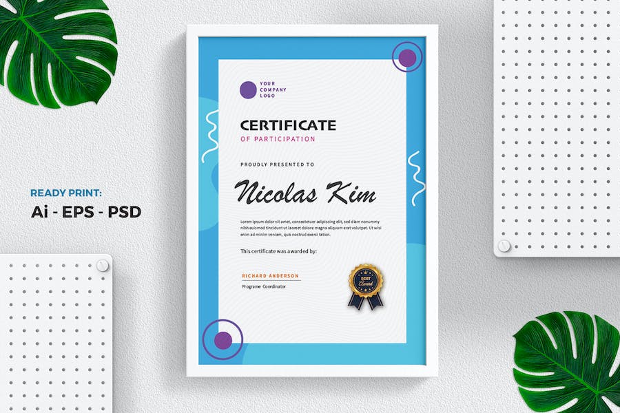 Professional Blue Certificate / Diploma Template