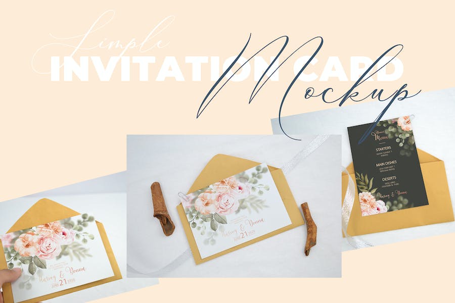 Realistic Wedding Invitation Card Mockup V2