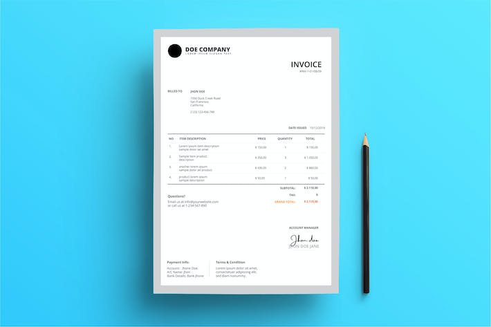 Invoice Business with Grey Color Frame