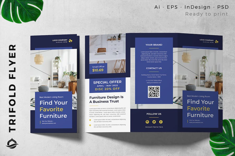 Interior Office Furniture Trifold Brochure Flyer