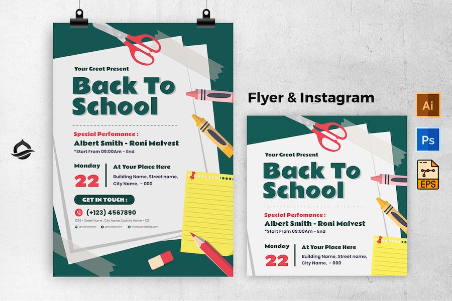 Modern Back To School Flyer & Instagram Post