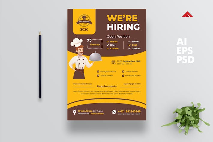 Restaurant Job Hiring Flyer Advertisement