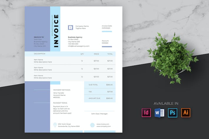 Invoice – Business Template (Word, PSD, AI, IND)