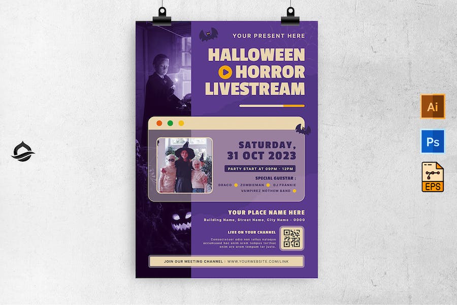 Halloween  Livestream Event Flyer Template