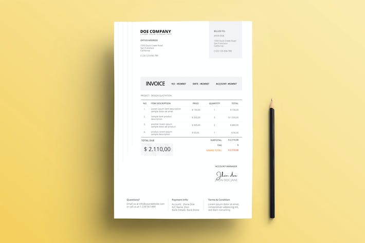 Invoice Business with Soft Grey Accents