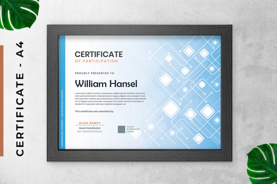 Electric Blue Certificate / Diploma Template