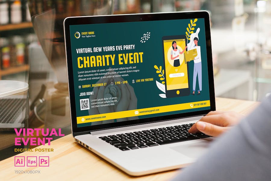 Virtual Charity Event Digital Poster Flyer