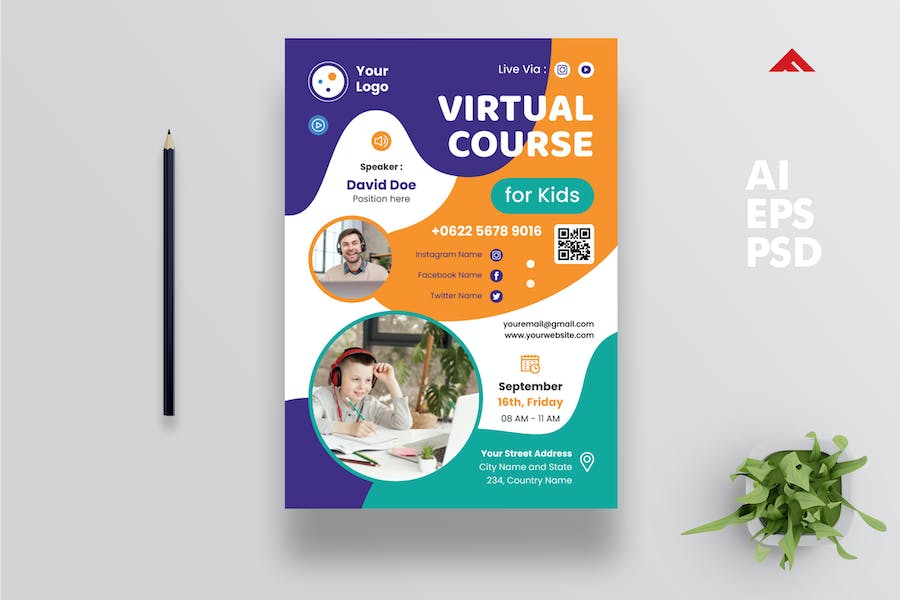School Virtual Event Flyer