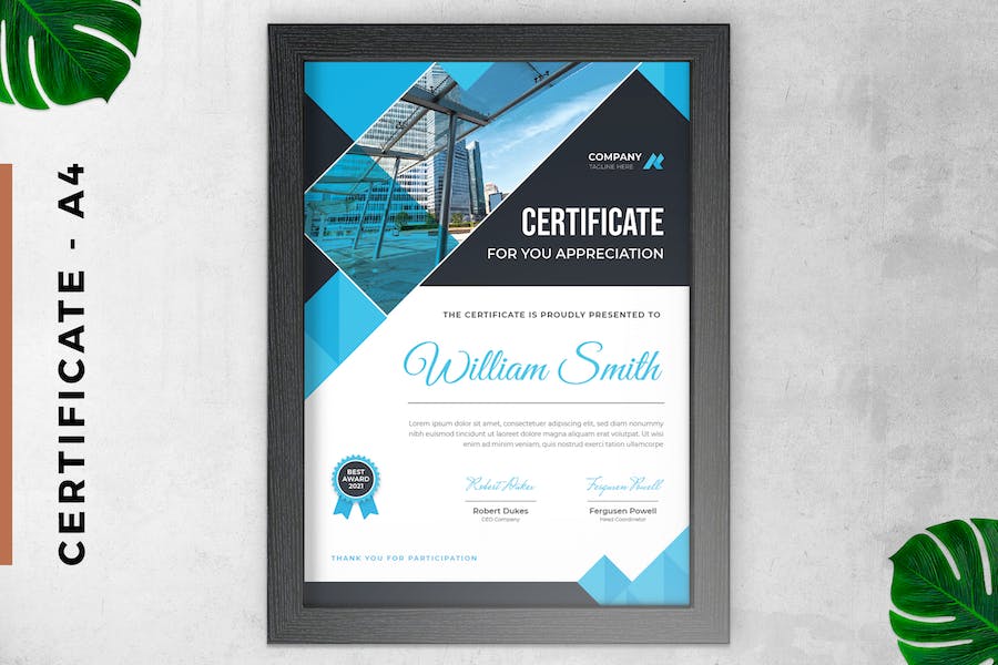 Certificate / Diploma Modern Blue & Grey Style