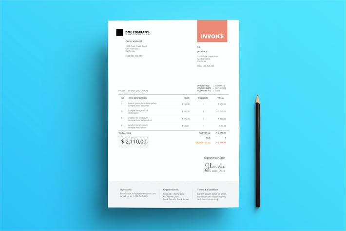 Invoice Business with Red Square on Top