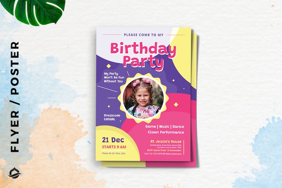 Birthday Card Invitation Template Flyer –  Poster