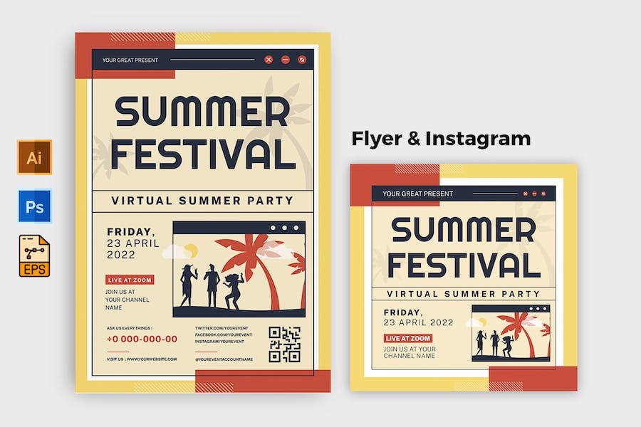 Virtual Summer Festival Flyer & Instagram Post