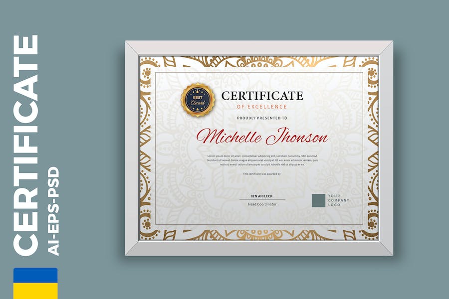 Gold Certificate / Diploma Template