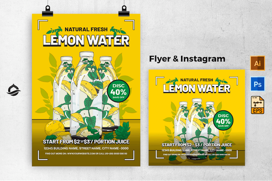 Lemon Water Flyer & Instagram Post