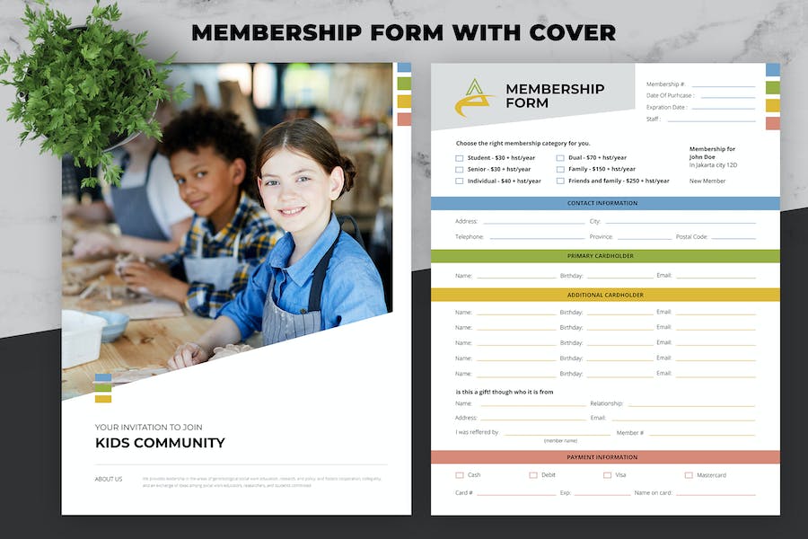 Membership Form with Cover For Multipurpose
