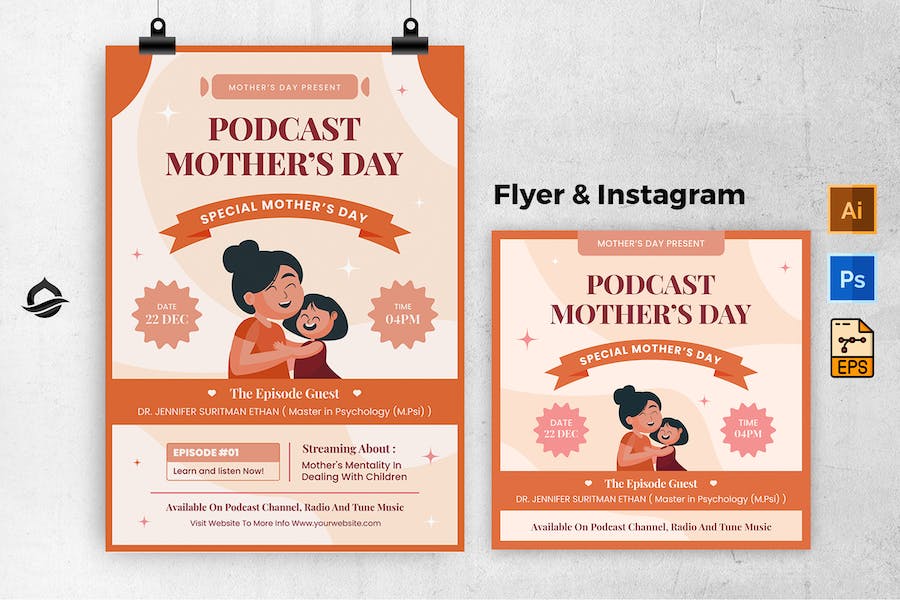 Podcast Mother Day Template Flyer & Instagram Post