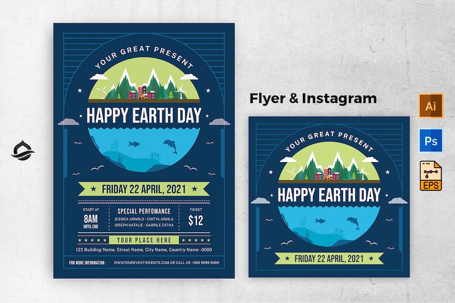 Happy Mother Earth Day Flyer & Instagram Post