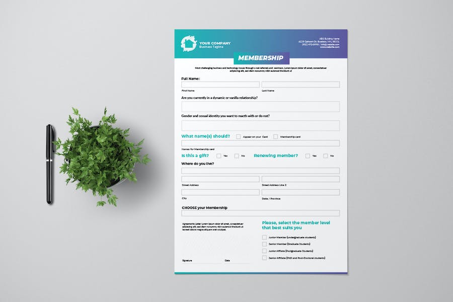 Clean Business Form With Blue Gradient Accent