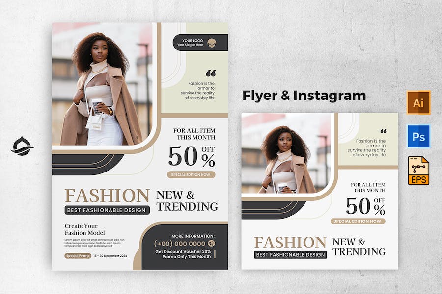 Fashion New Promo Flyer & Instagram post Template