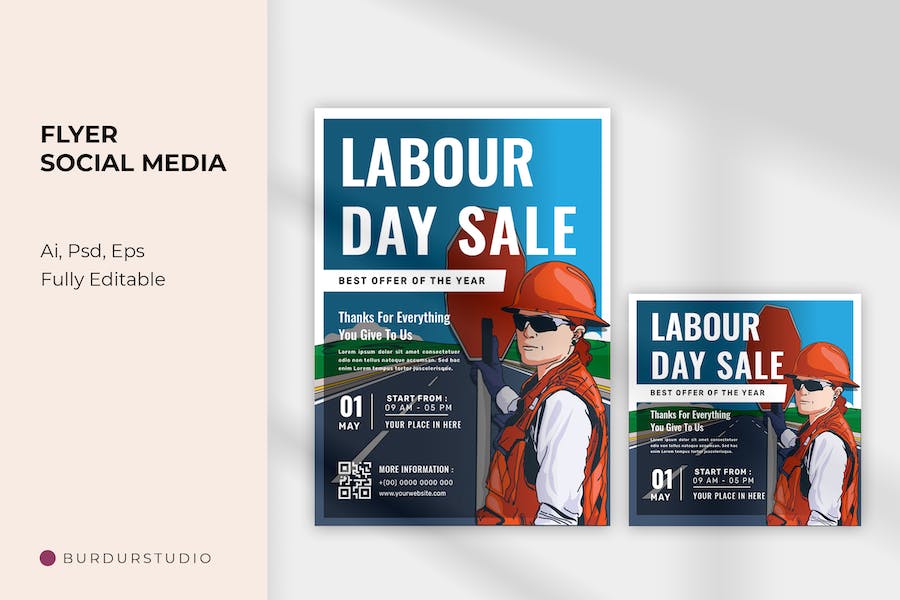 Labour Girl Sale Flyer & Instagram Post Template