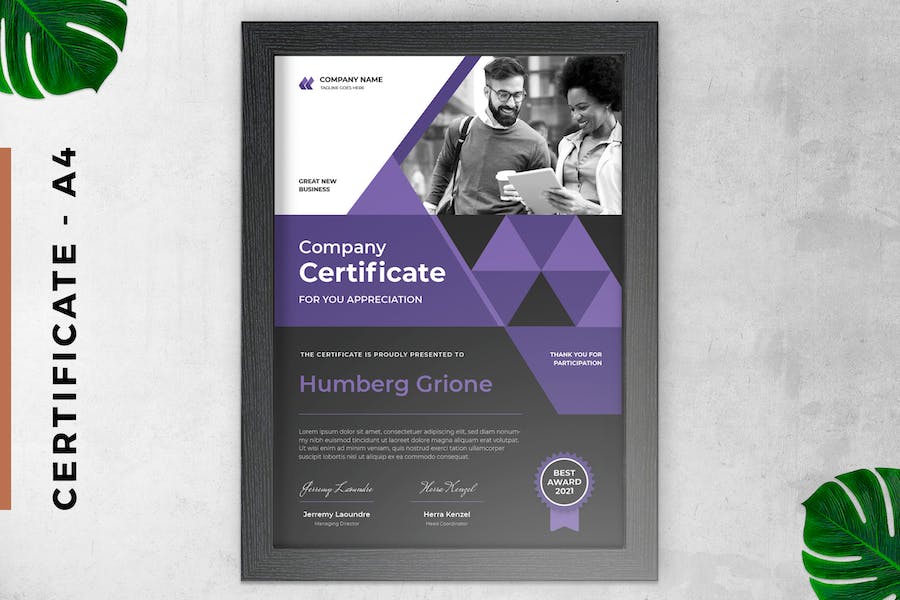 Certificate / Diploma Modern Purple Black Style