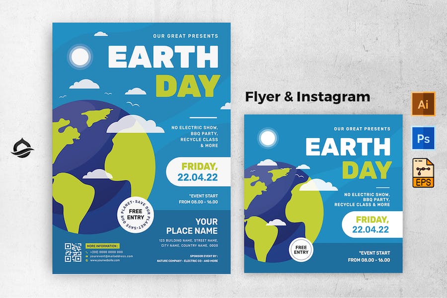 Earth Day Festival Template Flyer & Instagram Post