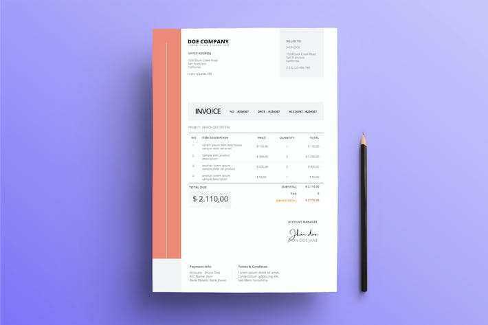 Invoice Business with Red and Grey Accents
